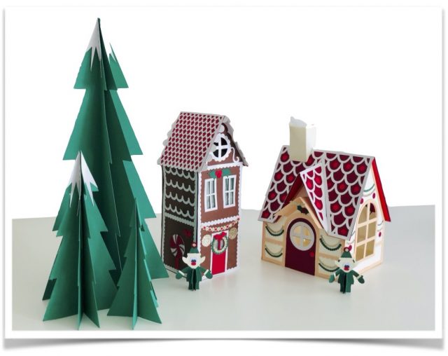 casette di natale con alberi