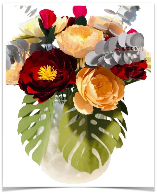 Bouquet peonia - piegare la carta