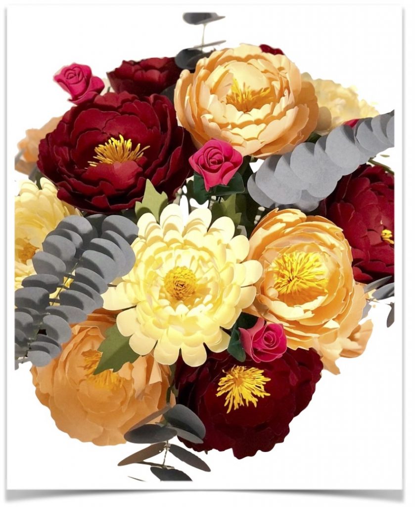 Bouquet peonia - piegare la carta